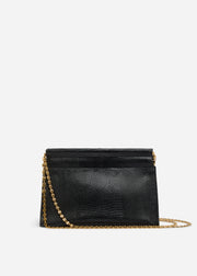 Small Leather Clutch with Chain - Black - CO Collections
